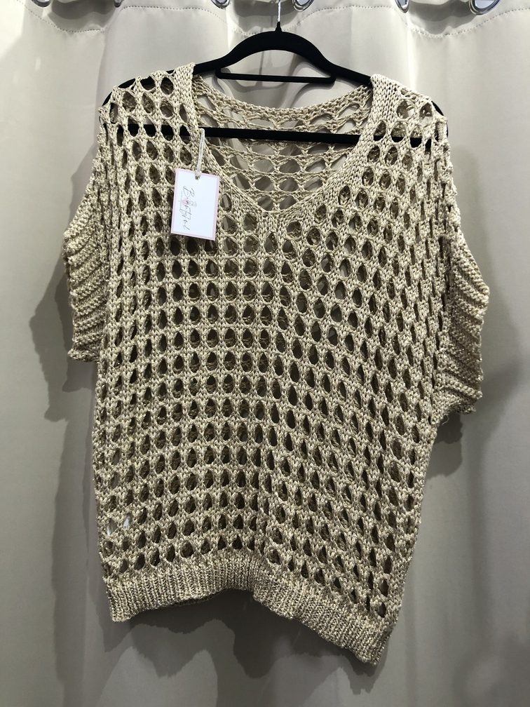 Jersey dorado crochet. Talla unica. Precio 18E